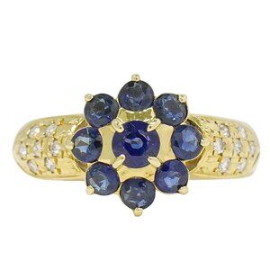 Blue Sapphire0.94ct Diamond 0.14 Ring K18 Yellow Gold US 6.5 4.2g